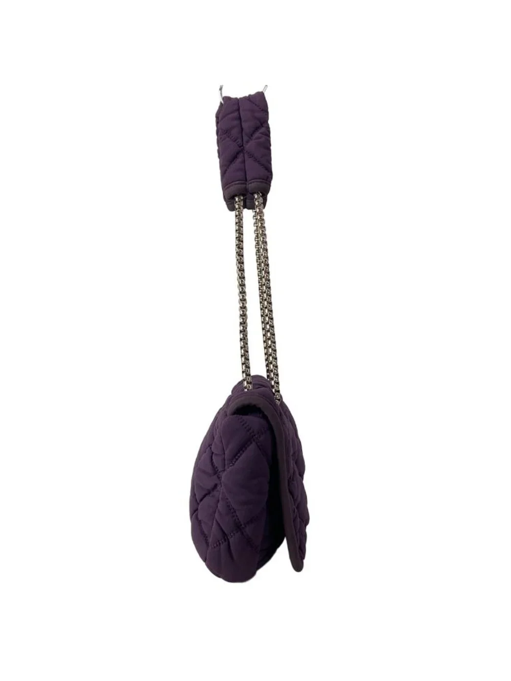 Chanel Shoulder Bag Bubble Quilt Purple Flap Chain Silver